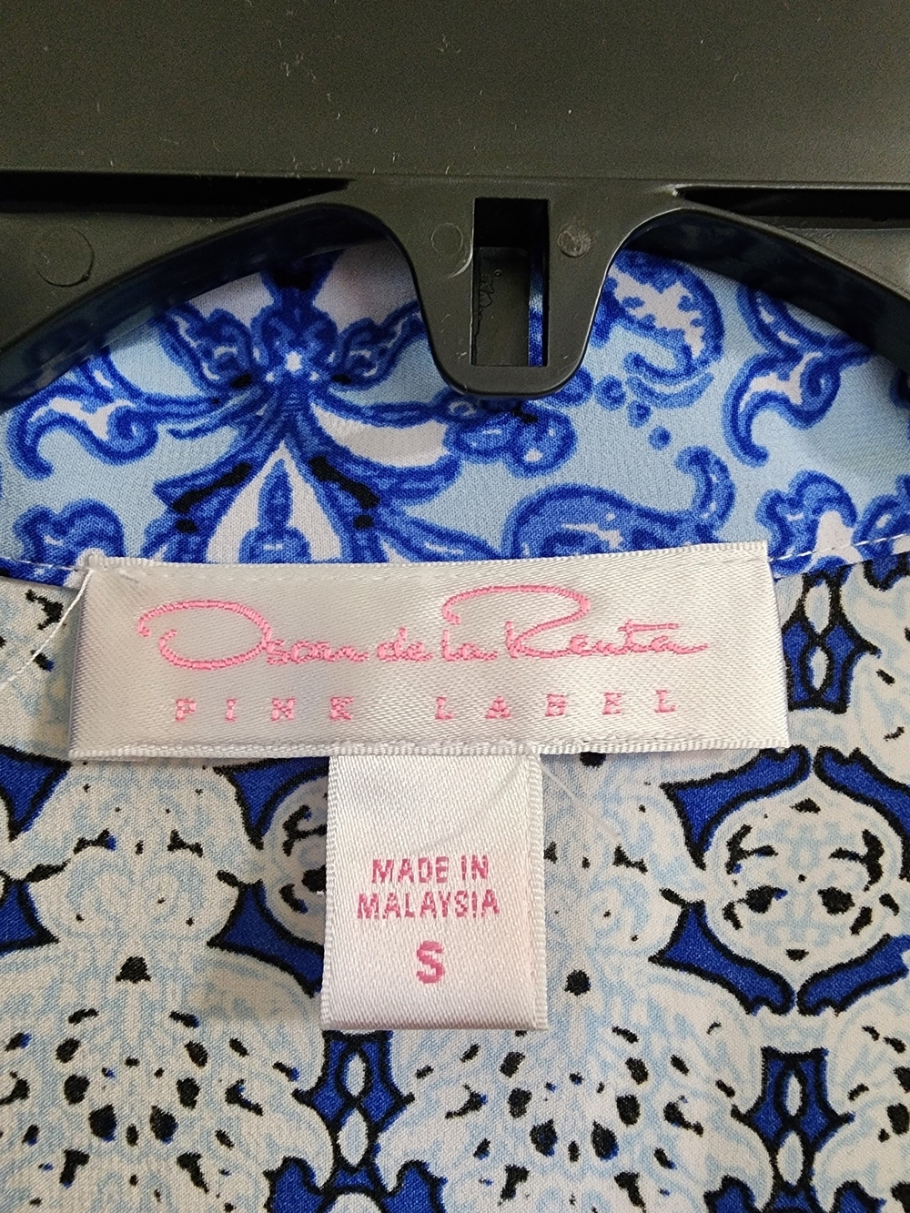 Oscar de la Renta Pink Label Blue Tile Print Caftan Lounge Dress Size Small - Picture 12 of 15